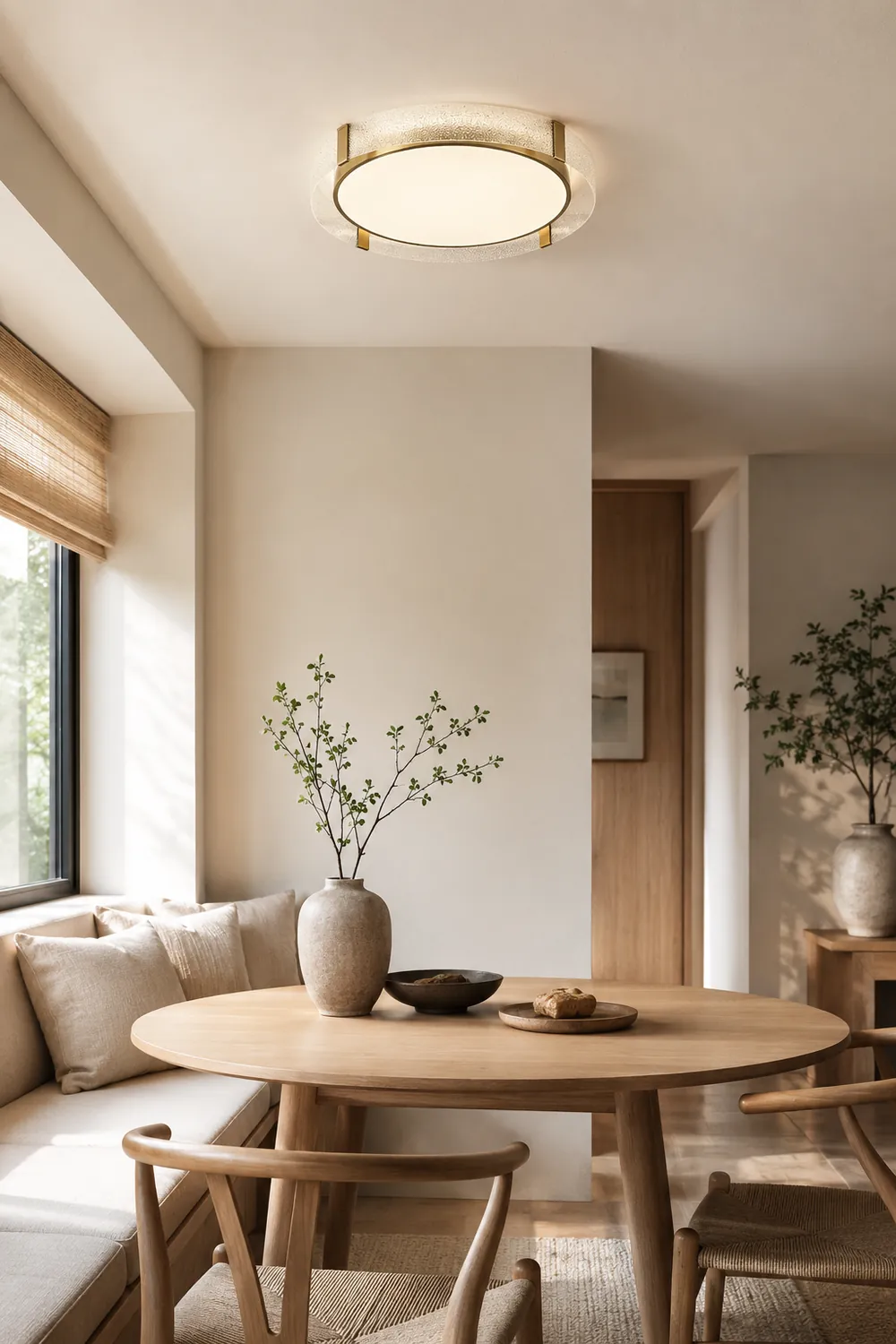 Quinn Modern Round Metal/Glass Flush Mount Ceiling Light, Gold - Lumpaz