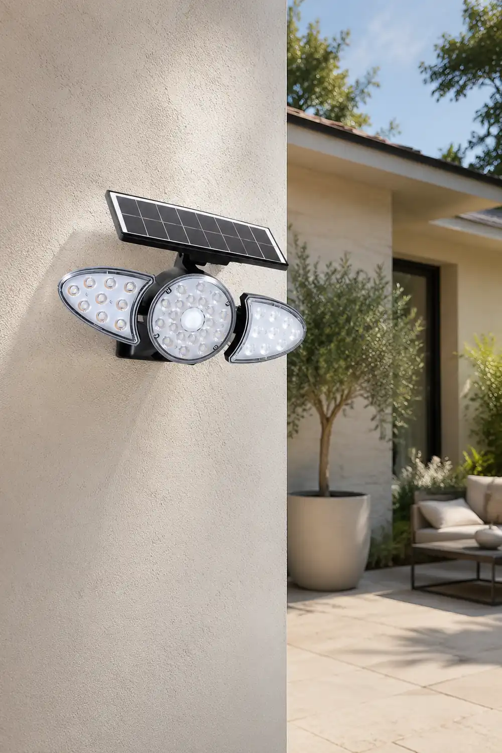 Solar Motion Security Light 3-Head Wall Fixture with Motion Sensor复制 - Lumpaz