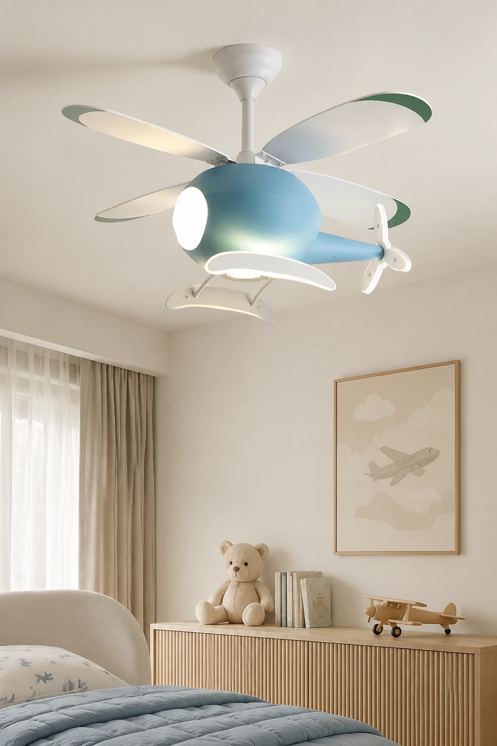 Minori 4-Blade Blue Jet DC Ceiling Fan with Light, Summer, 31.5'' - Lumpaz