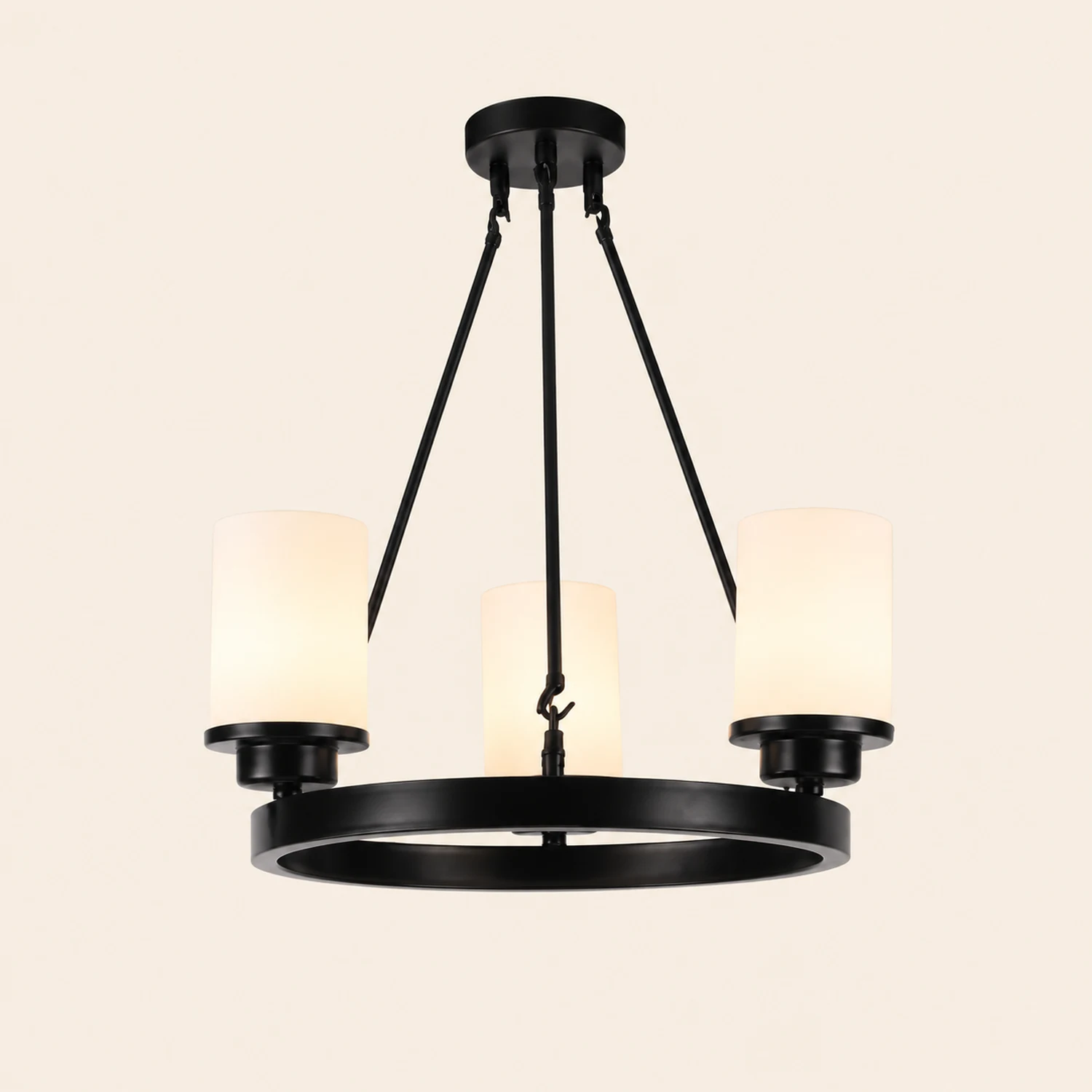 Alessio Retro Black Metal/Glass Chandelier for Living Room - Lumpaz