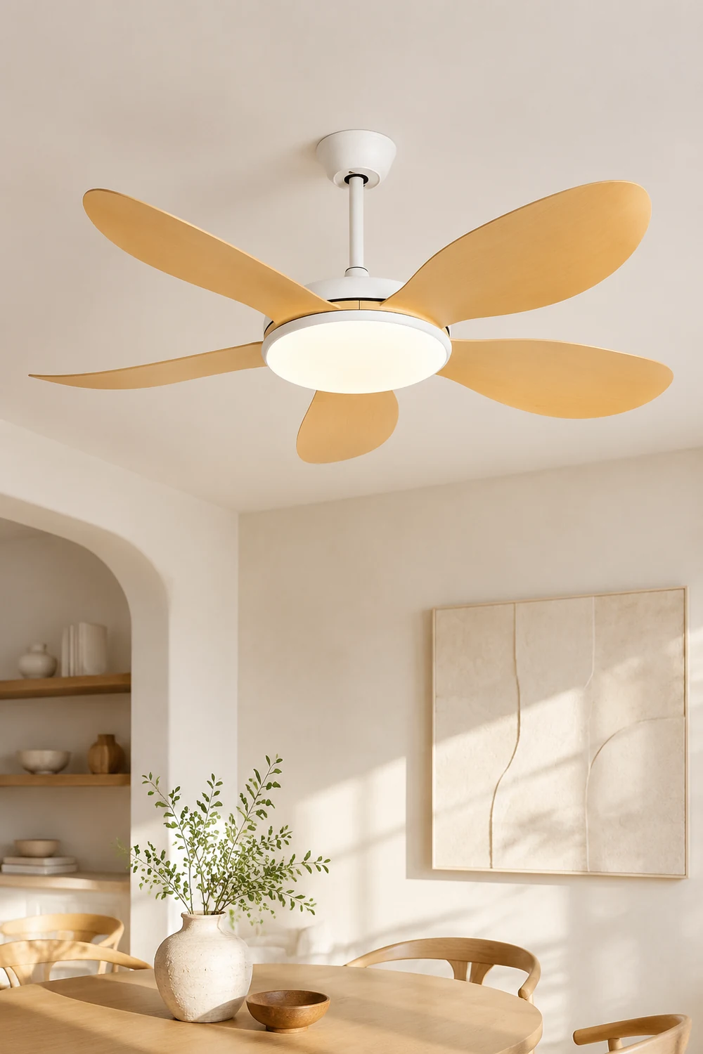 Ozawa 5-Blade Modern Wood DC Ceiling Fan with Light, 47.2''/51.2'' - Lumpaz