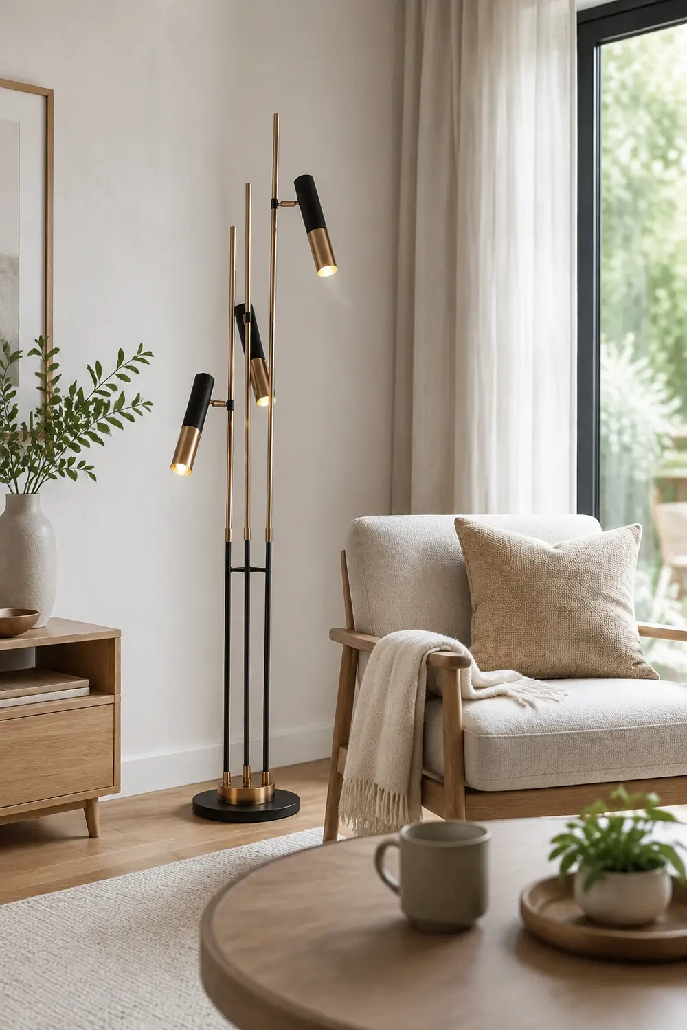 Salgado Modern Tall Metal 3 Bulb Floor Lamp, Black - Lumpaz