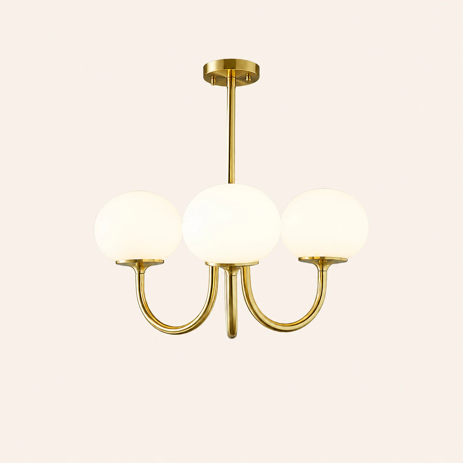 Hailie Retro Art Deco Globe Chandelier, White/Pink/Beige - Lumpaz