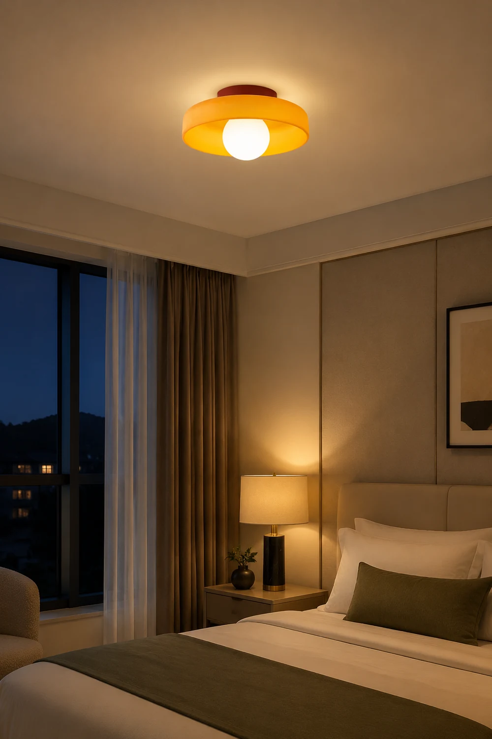 Morandi Modern Glass/Metal Flush Mount Ceiling Light 3 Colors Bedroom - Lumpaz