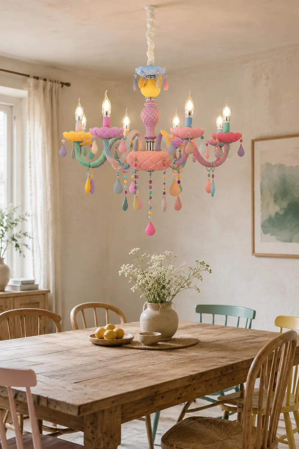 Morandi Modern Metal Colorful Chandelier for Children's Room, Living Room - Lumpaz