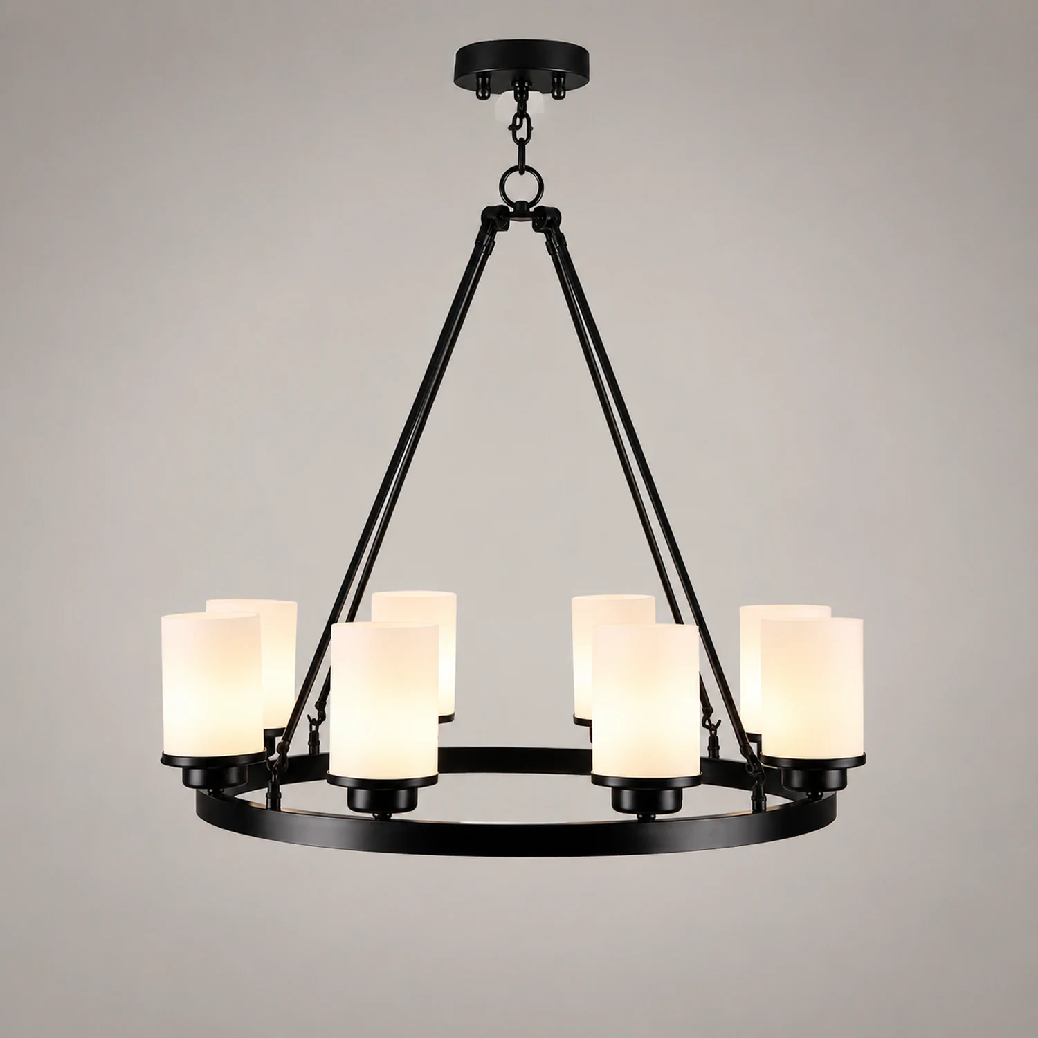 Alessio Retro Black Metal/Glass Chandelier for Living Room - Lumpaz