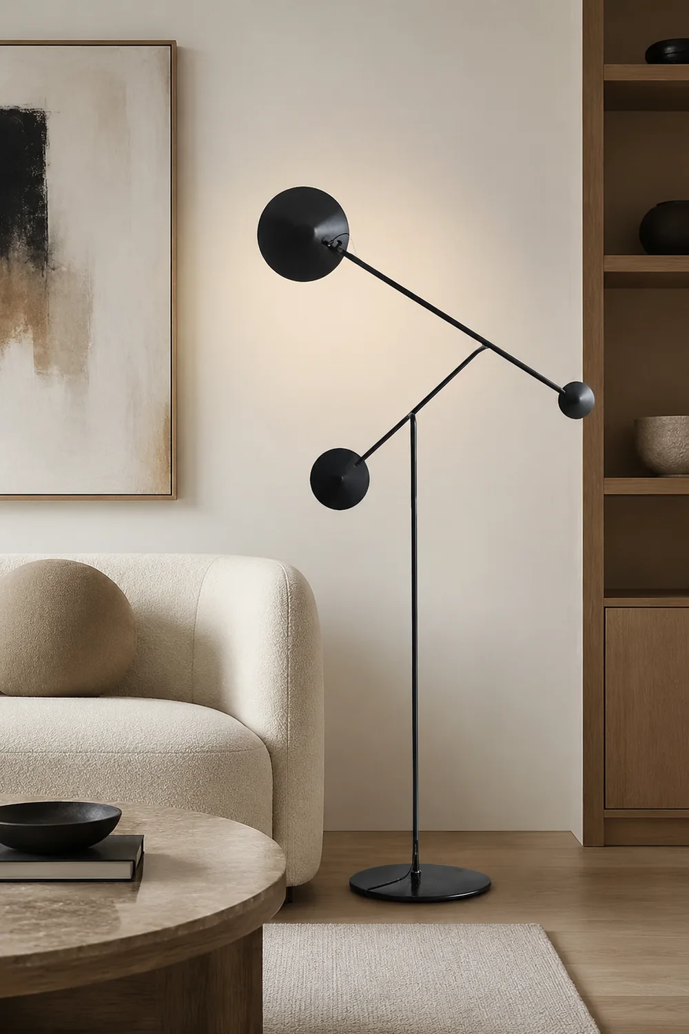Avi Post Modern Metal Floor Lamp, Black - Lumpaz