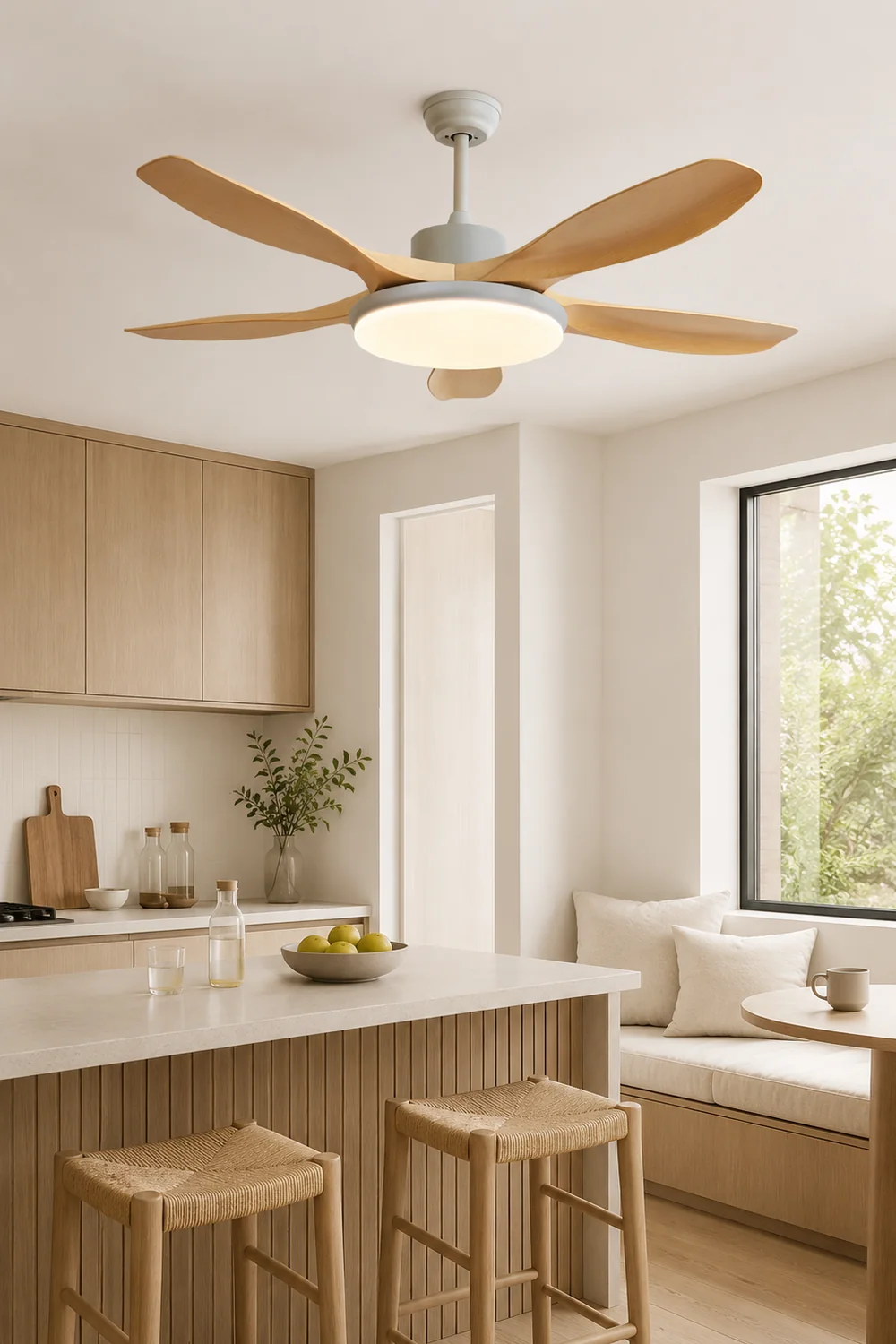 Ozawa 5-Blade Wood DC Ceiling Fan with Light, Summer, 47.2''/51.2''/59.1'' - Lumpaz