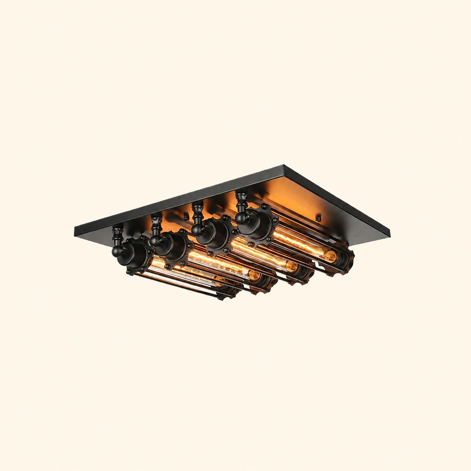 Alessio Vintage Tubed Metal Flush Mount Ceiling Light Black Living Room - Lumpaz