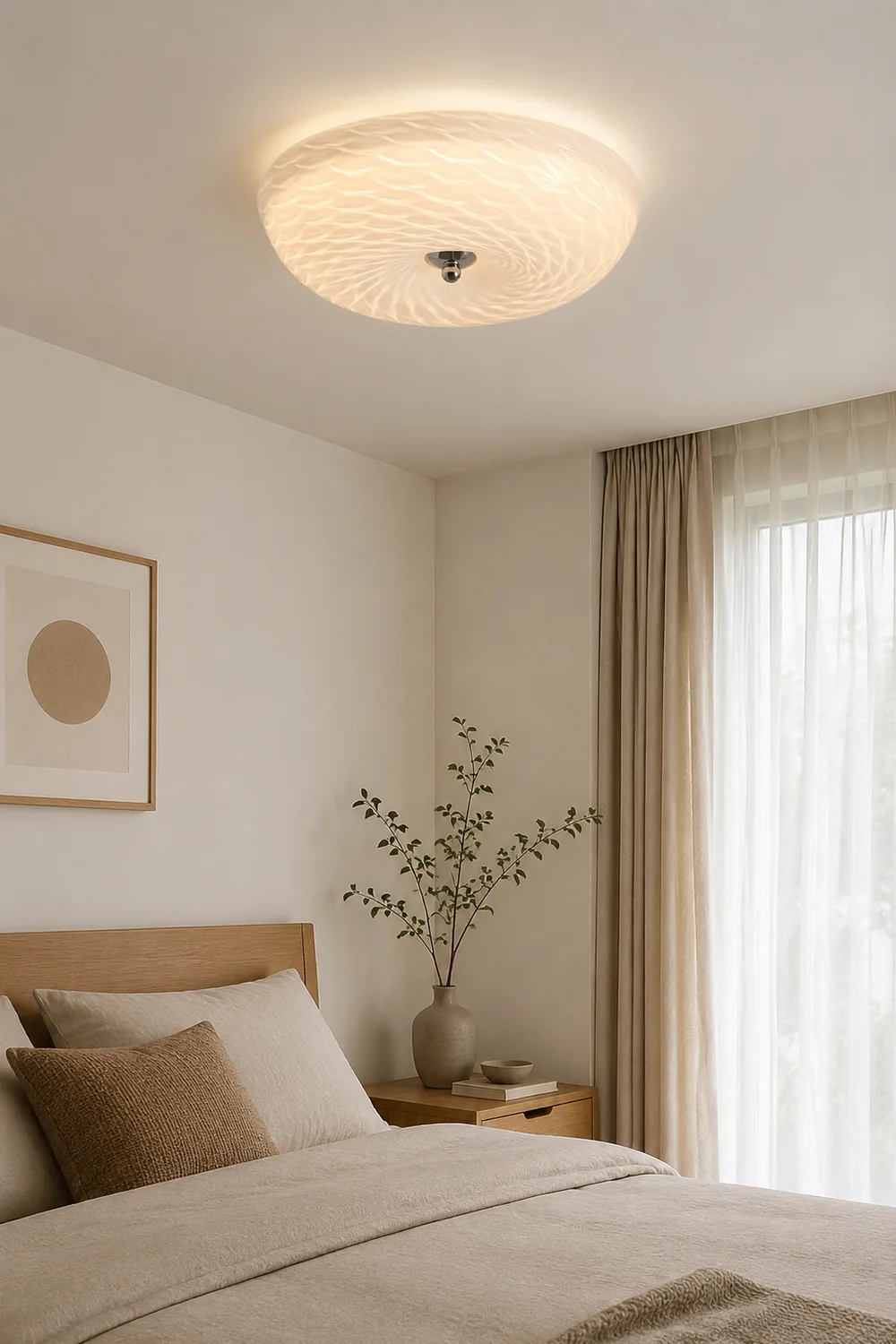 Hailie Design Circle LED Ceiling Light Metal/Glass White Bedroom/Living Room - Lumpaz