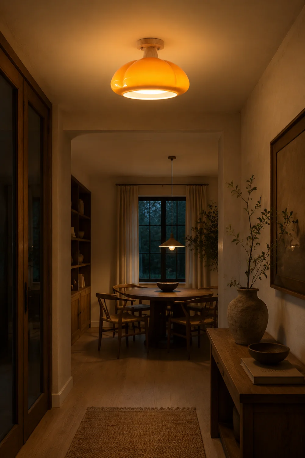 Hailie Modern LED Pumpkin Creativity Ceiling Light Glass Wood Aisle/Hallway/Bedroom/Living Room - Lumpaz