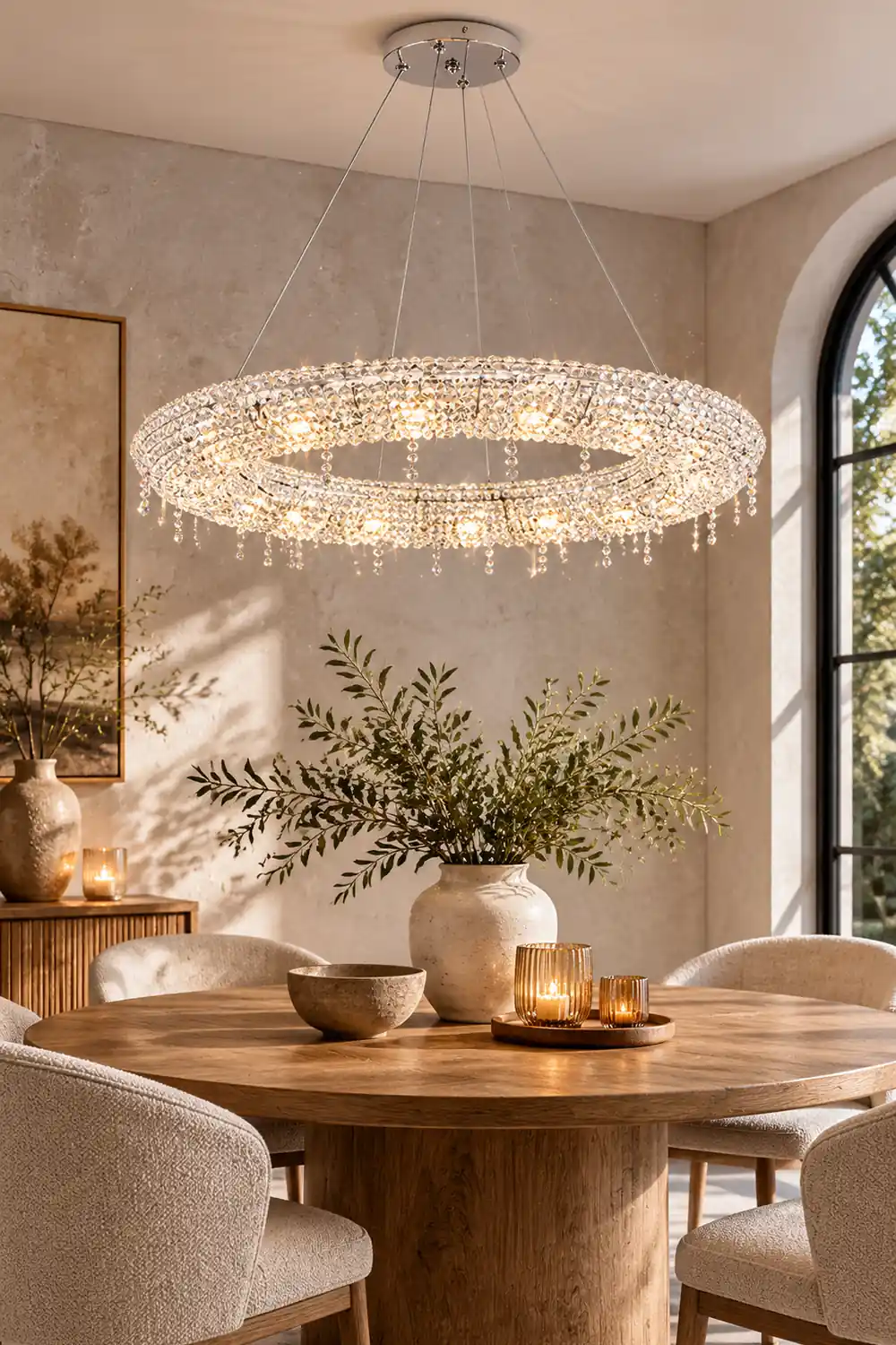 Kristy Luxury Round Crystal Pendant Light for Living Room/Dining Room - Lumpaz