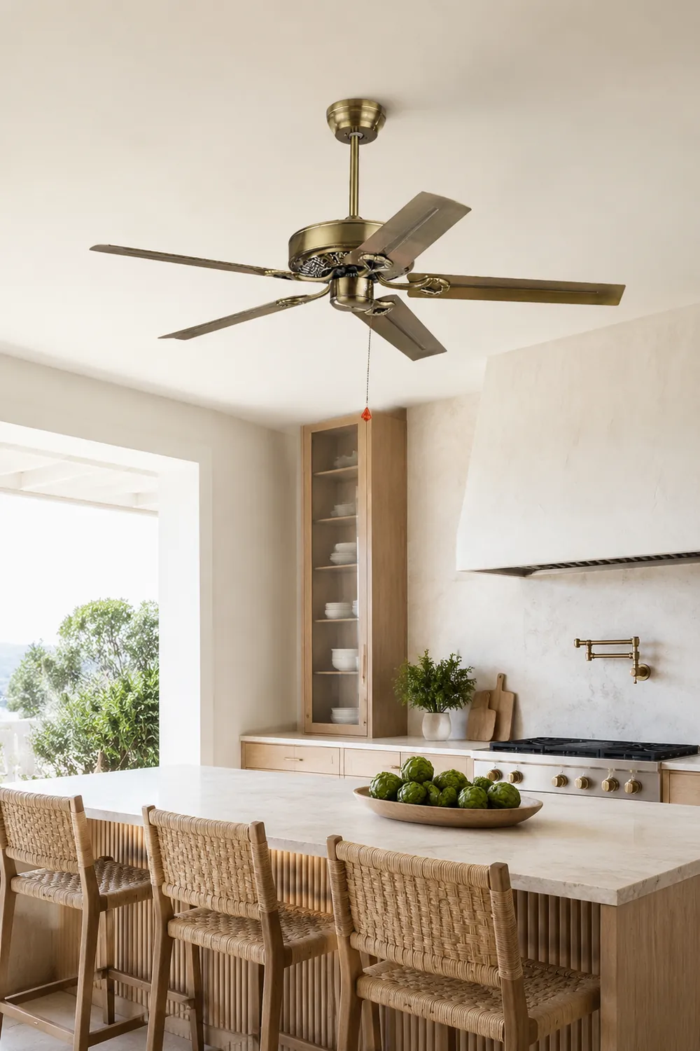 Alessio 5-Blade Cooper Industrial DC Ceiling Fan, Brass, 51'' - Lumpaz