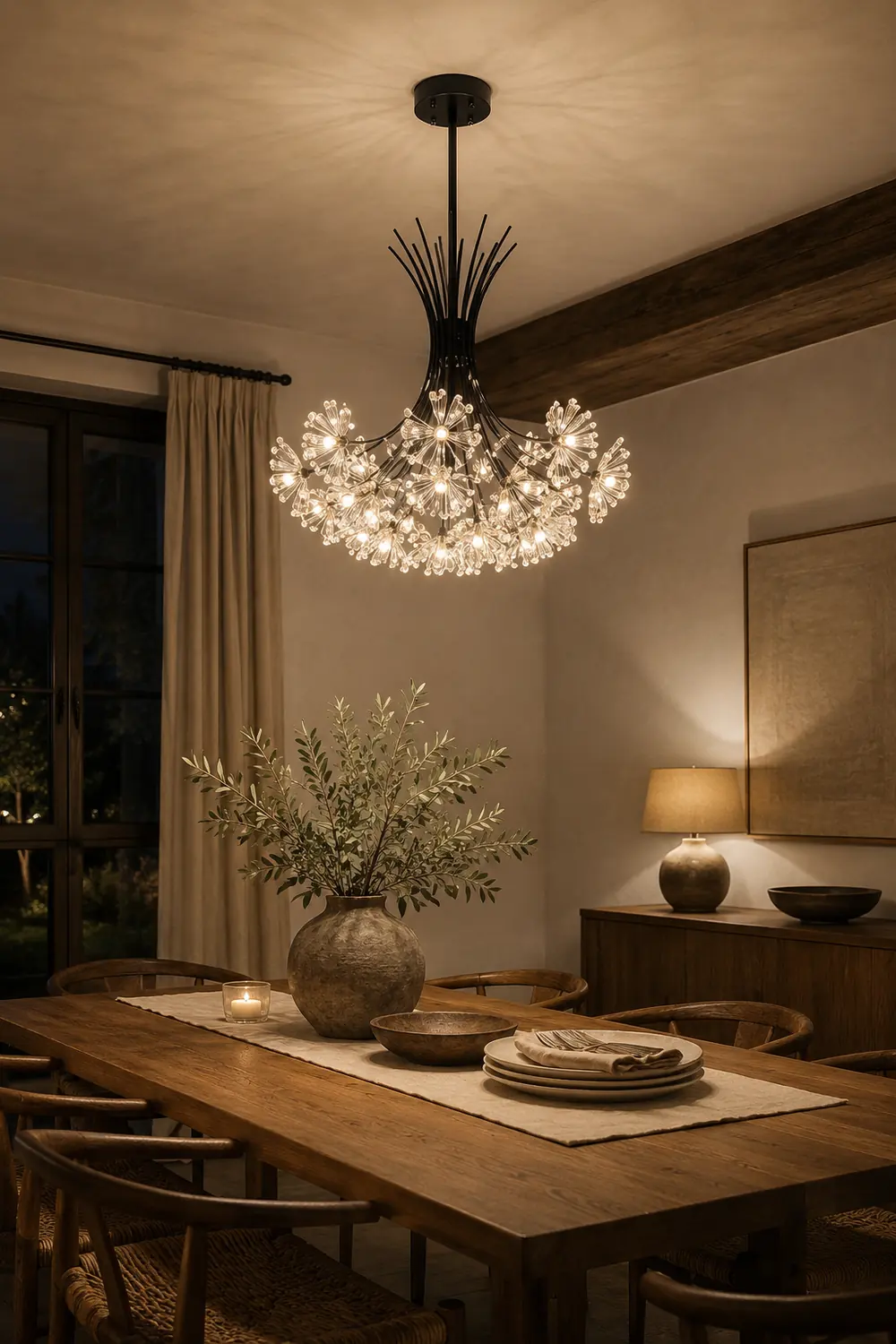 Lily Modern Art Deco Crystal Sputnik Chandelier, Black/Gold - Lumpaz