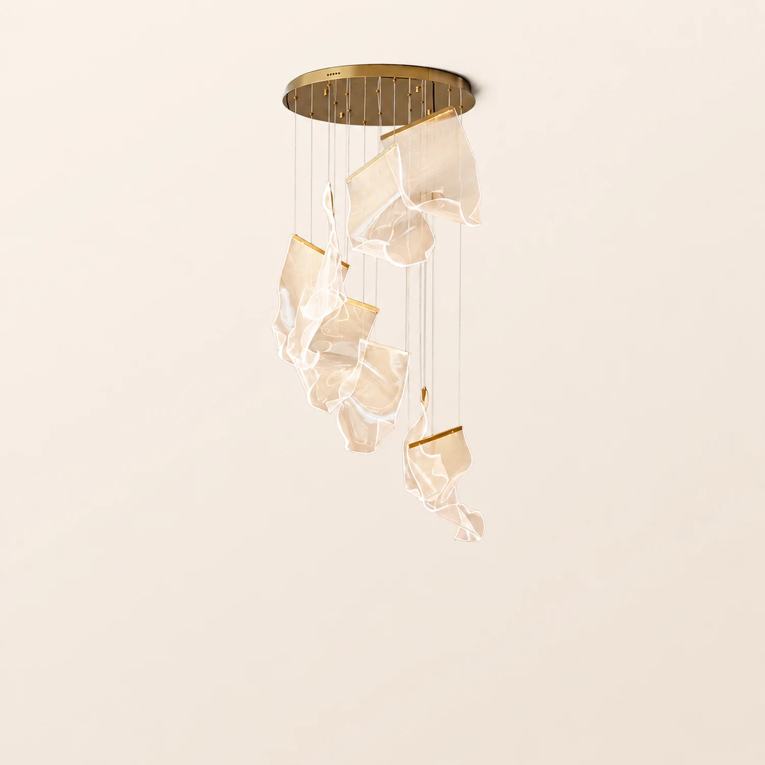 Marylin Artistic Acrylic Silk Chandelier, Gold - Lumpaz