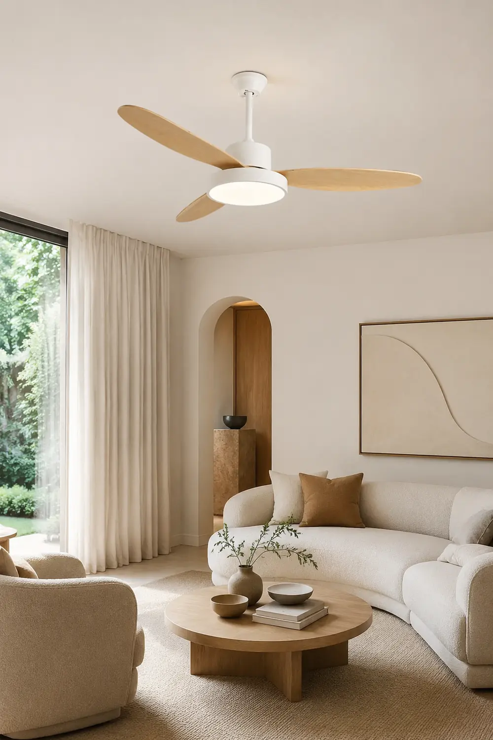 Haydn 3-Blade White & Black DC Ceiling Fan Light, Summer, 39.4''/47.2''/51.2'' - Lumpaz