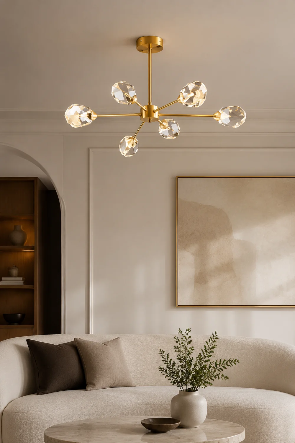 Kristy Luxurious Crystal Chandelier Living Room Golden - Lumpaz