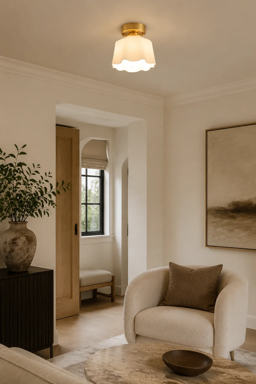 Sanna Retro Metal Flush Mount Ceiling Light Brass - Lumpaz