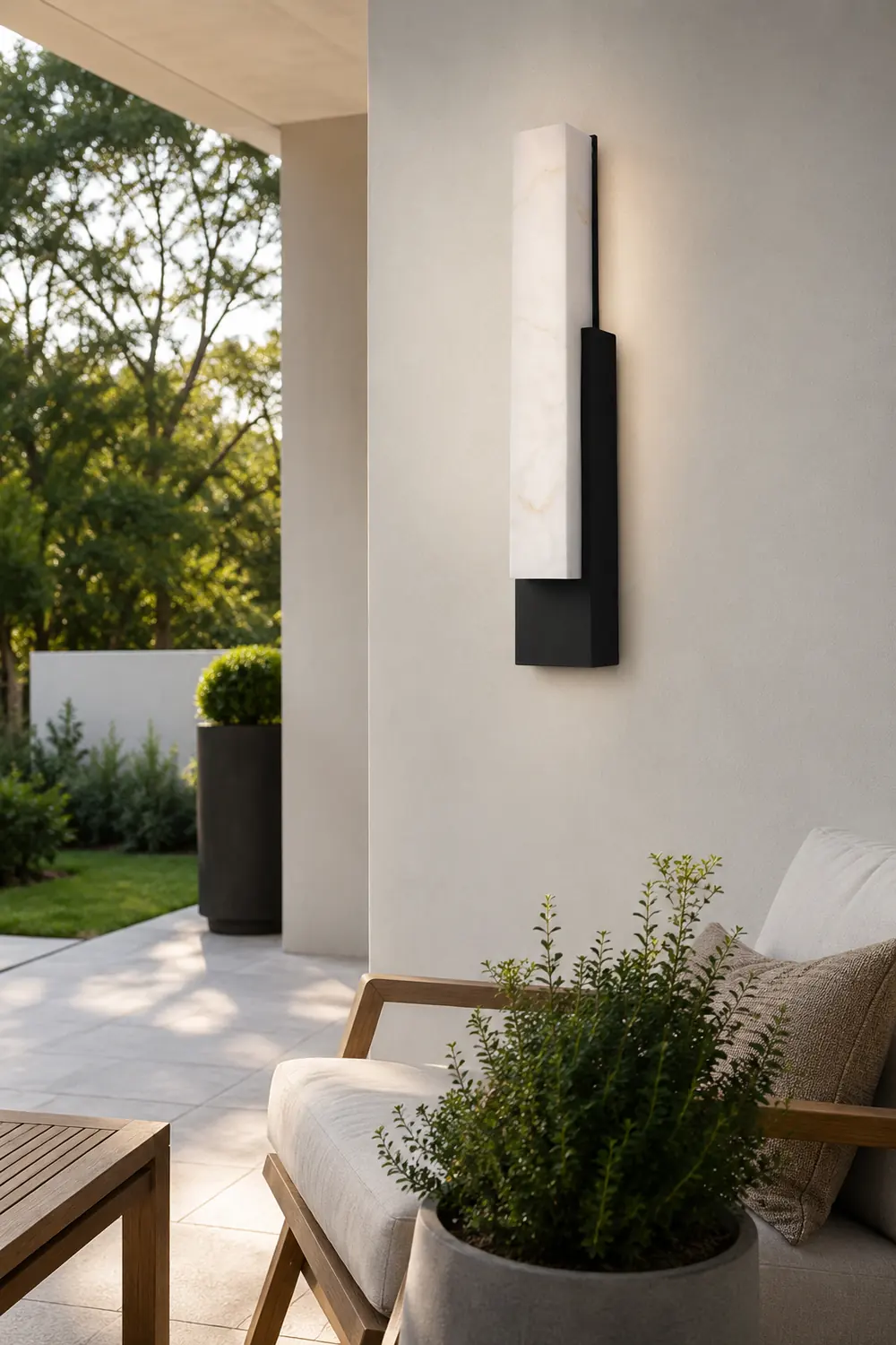 Waterproof Imitation Marble Shade LED Black Modern Outdoor Wall Light复制 - Lumpaz