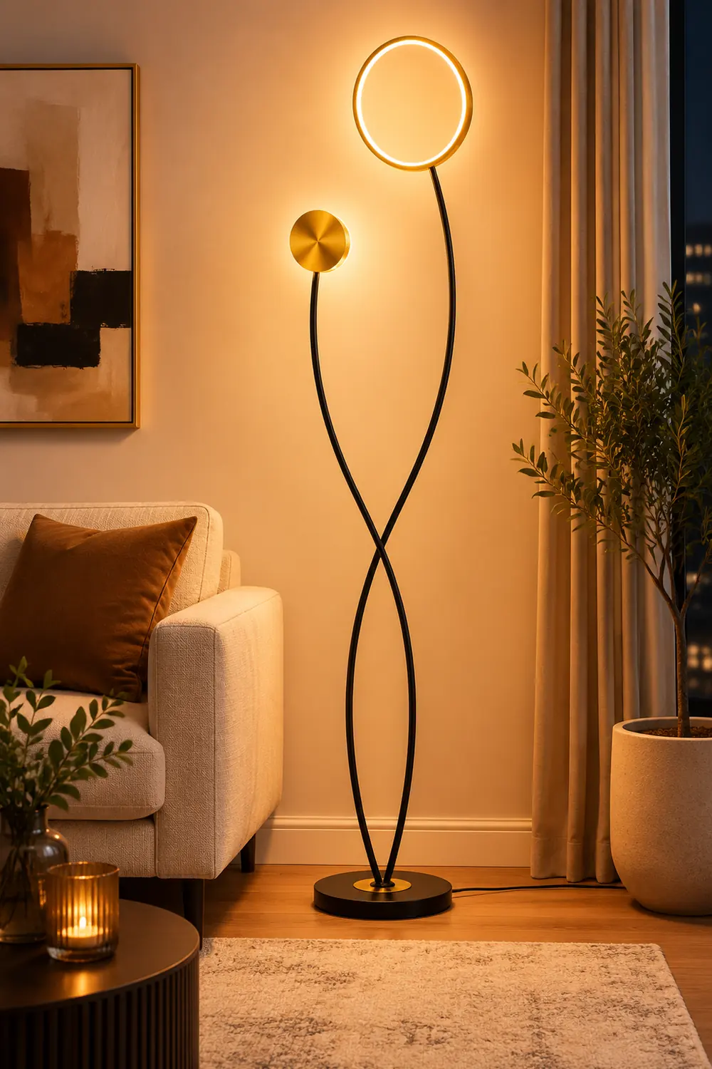 Modern Wave Double Head Metal Acrylic Floor Lamp - Lumpaz