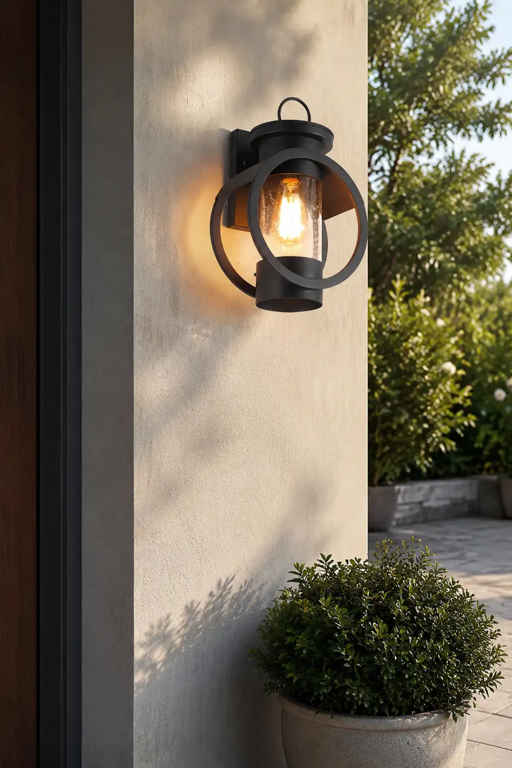 Raindrops Glass 6W LED Edison Lightbulb Black Outdoor Wall Lights - Lumpaz