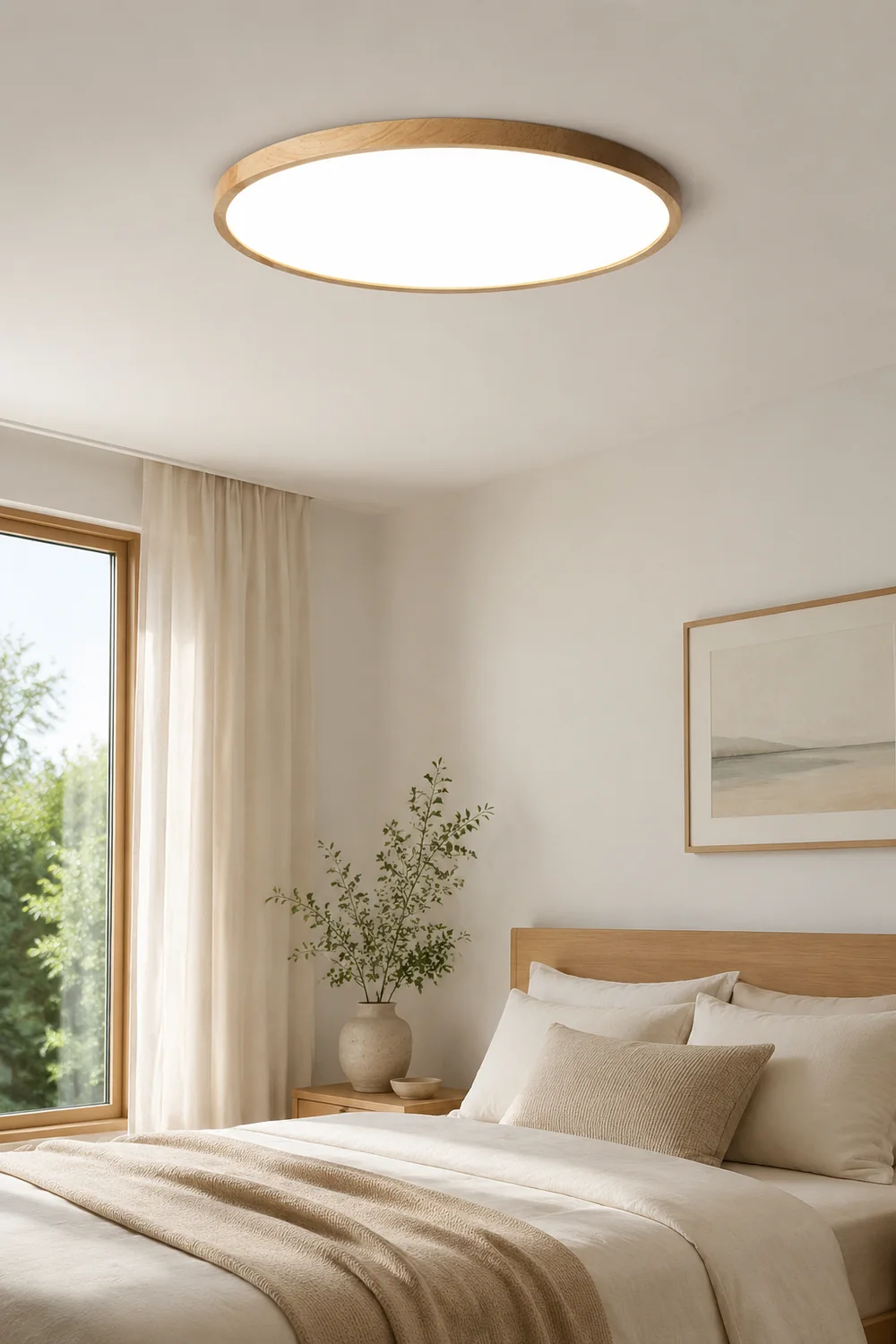 Ozawa Modern Wood Round Flush Mount Ceiling Lights Living Room - Lumpaz