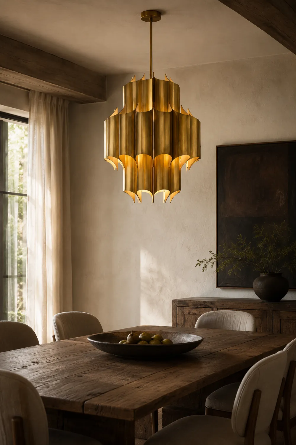 Evette Simple Retro Creative Chandelier Brass Metal Bedroom - Lumpaz