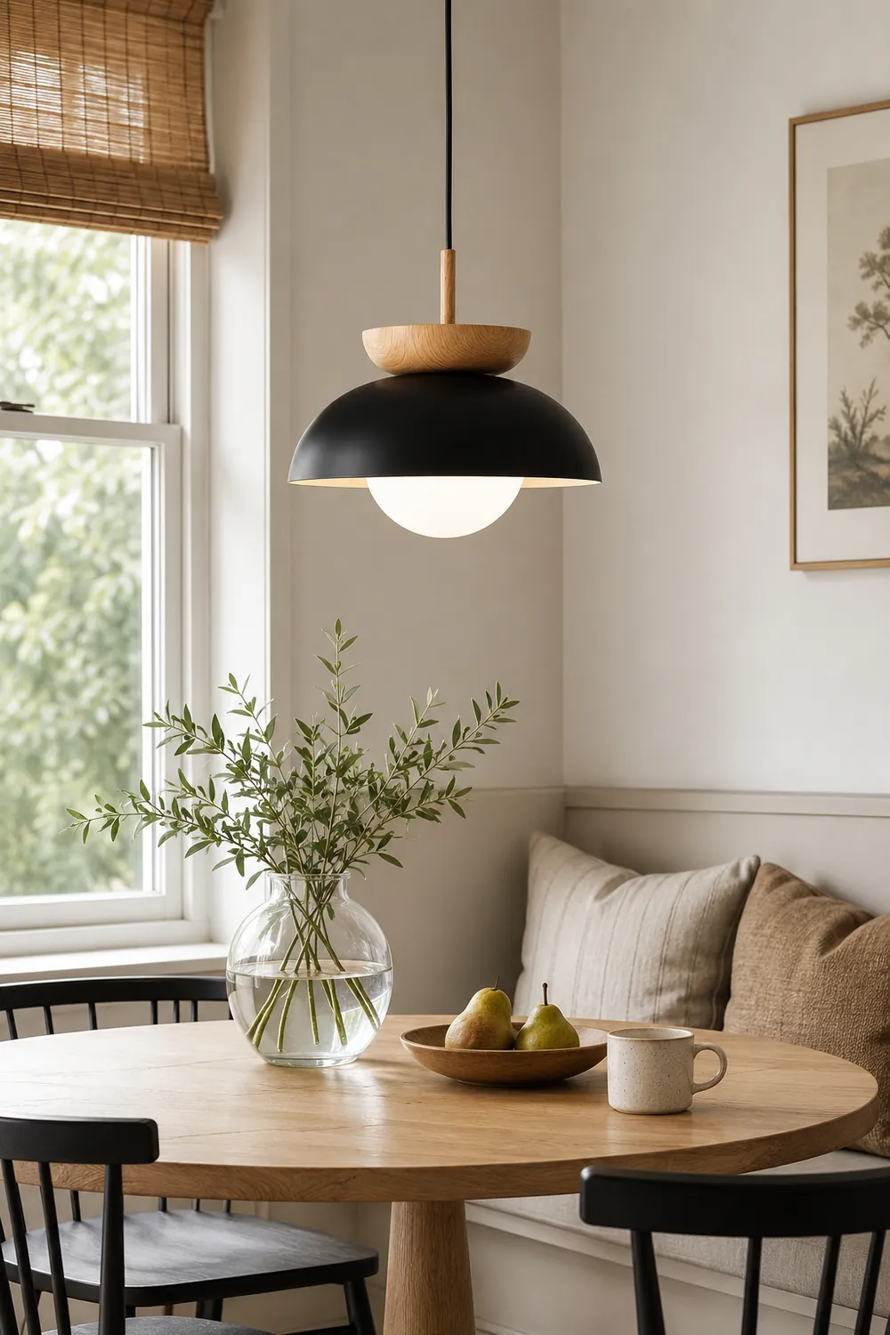 Ozawa Nordic Pendant Lights Wood/Metall Black Kitchen Balcony - Lumpaz