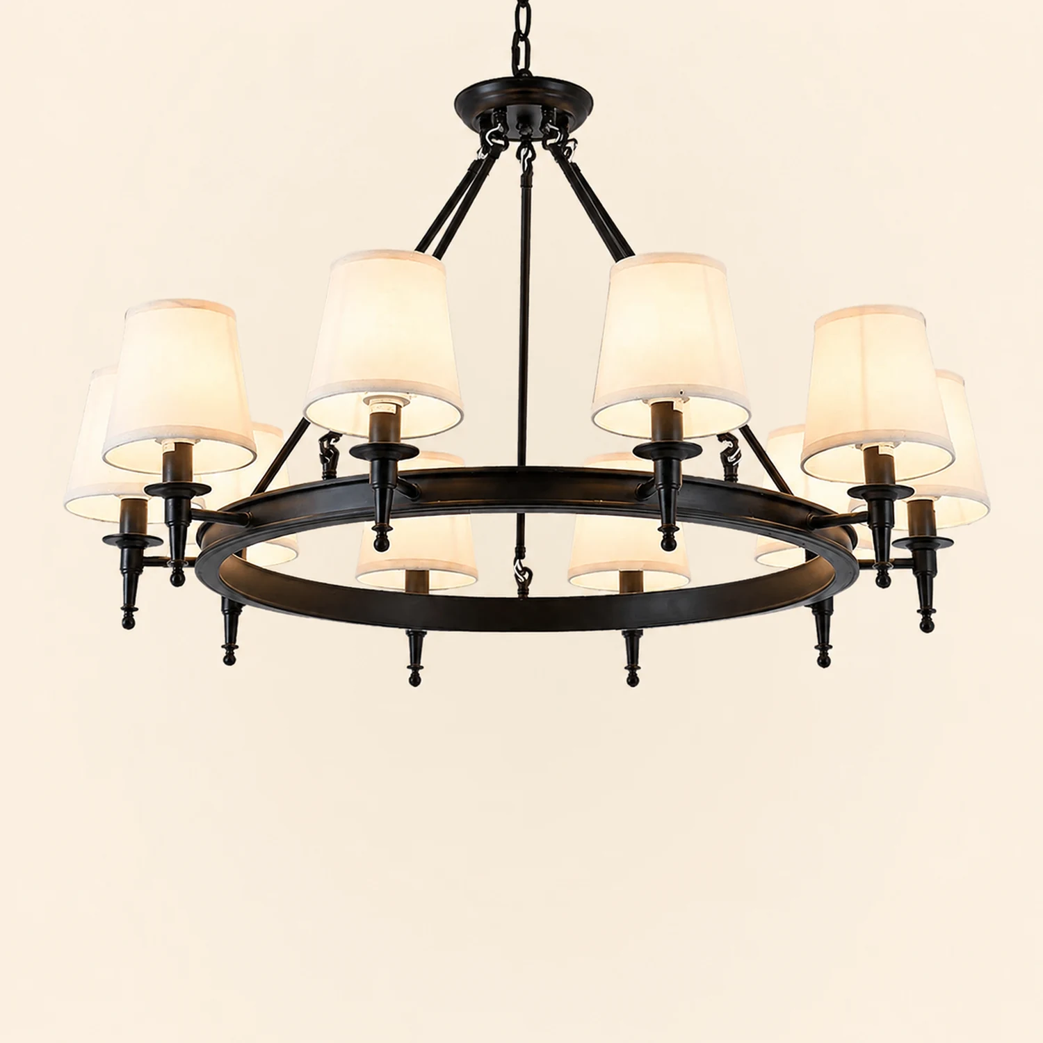 Alessio Vintage Ring Metal/Fabric Chandelier, Black/Copper - Lumpaz