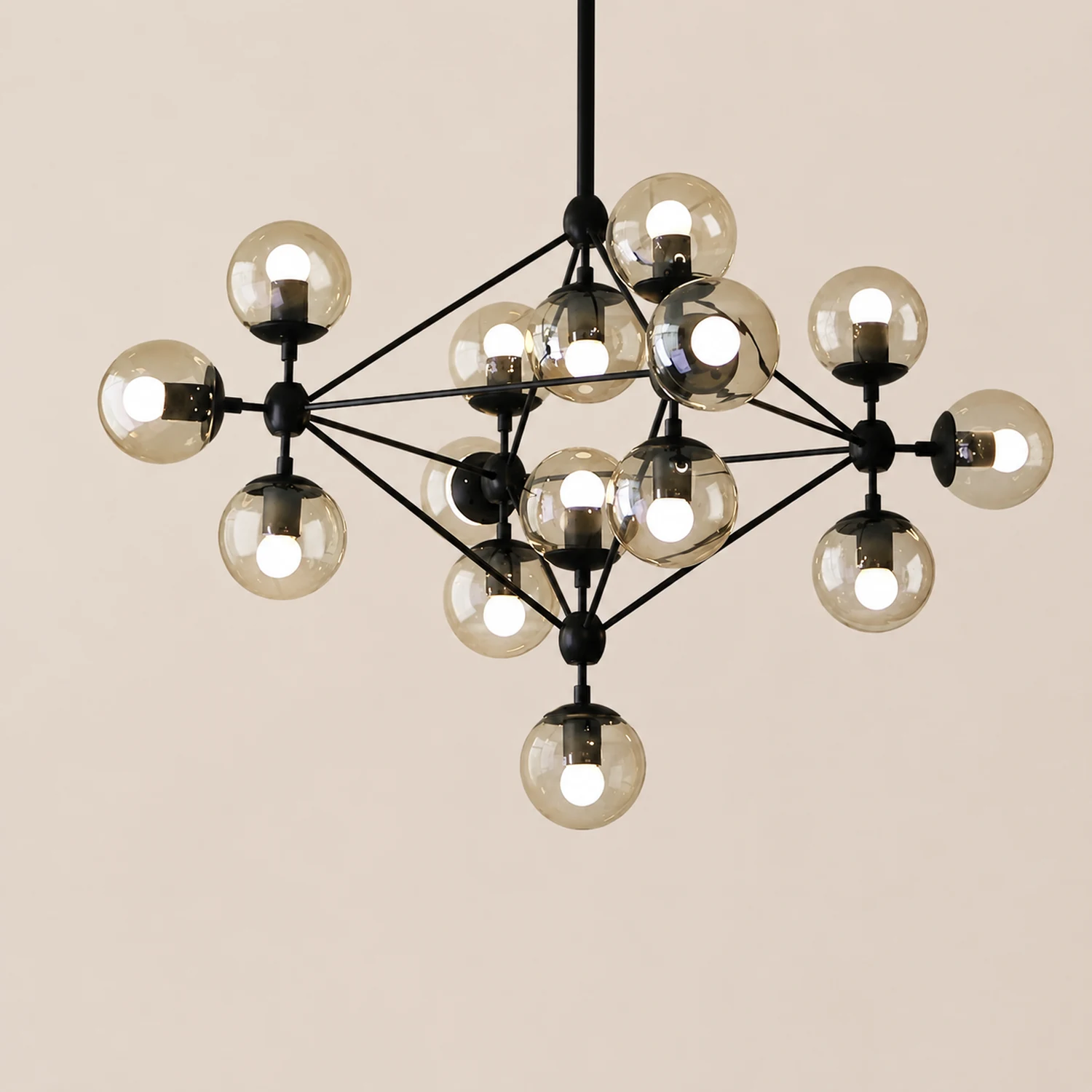 Valentina Pendant Light Bubble Modern, Glass/Metal, Black, Bedroom - Lumpaz