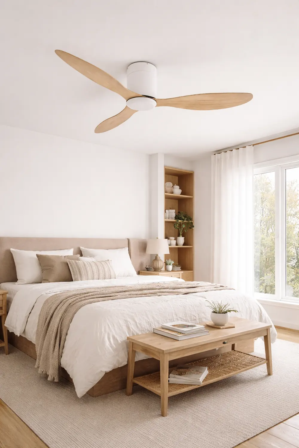 Walters Minimalist 3-Blade DC Ceiling Fan, White & Black, 51'' - Lumpaz