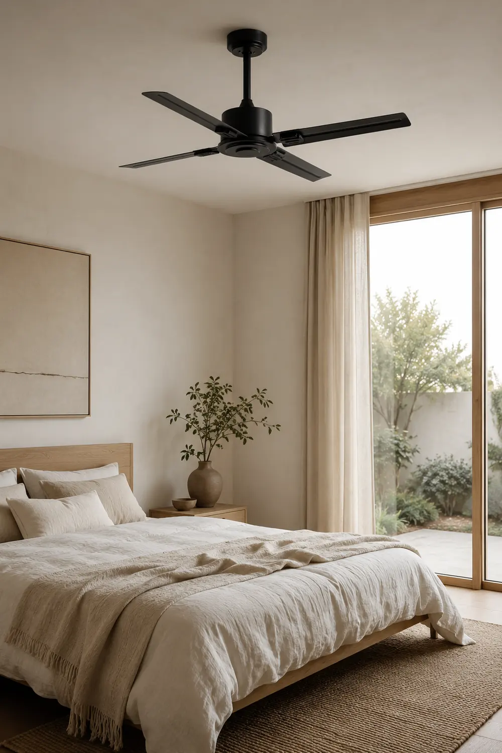 Alessio 5-Blade Industrial Black DC Ceiling Fan, Metal, 42'' - Lumpaz