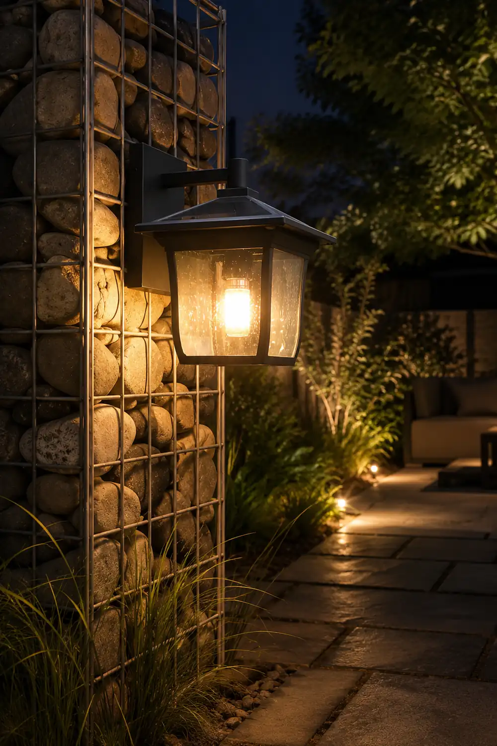 Square Waterproof Aluminum Glass Black Retro Solar Outdoor Wall Lights - Lumpaz