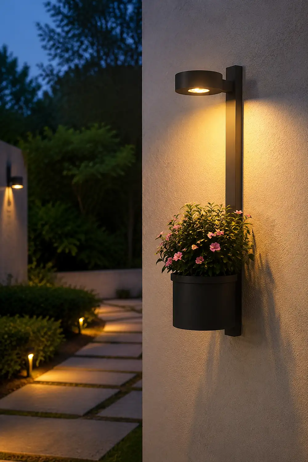 Waterproof Decor LED Solar Wall Lights with Flowerpot Outdoor Wall Lamp - Lumpaz