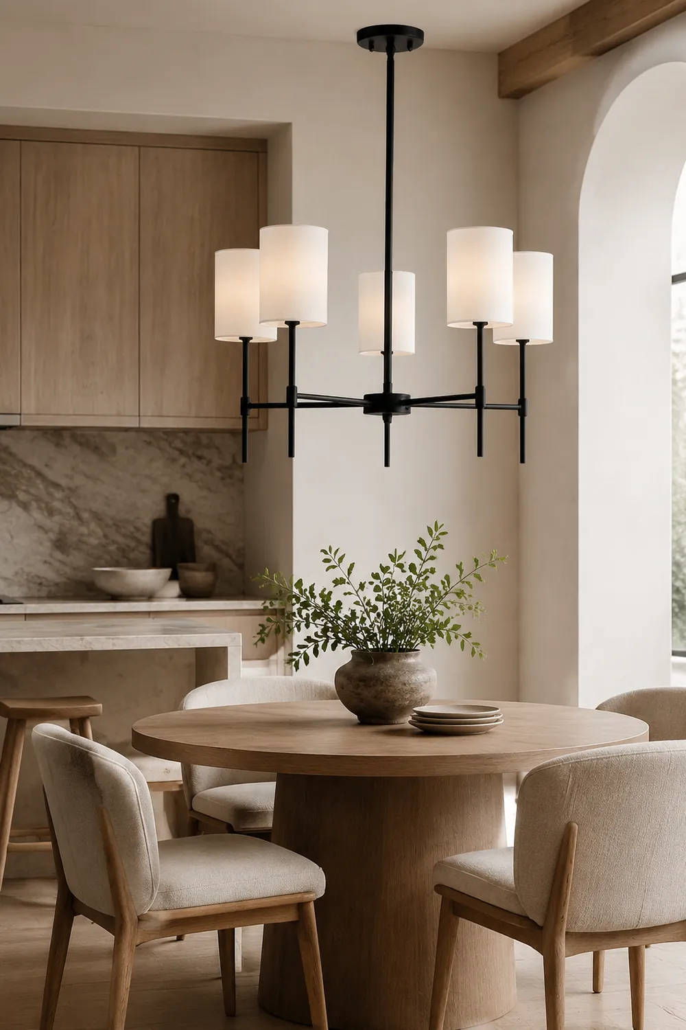 Silva Modern LED Chandelier Black/Gold Metal/Fabric Bedroom/Living Room - Lumpaz