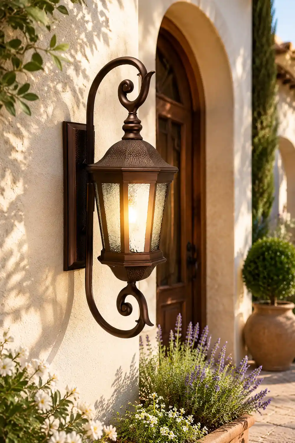 Waterproof Retro Aluminum Glass Shade European Style Outdoor Wall Lights - Lumpaz