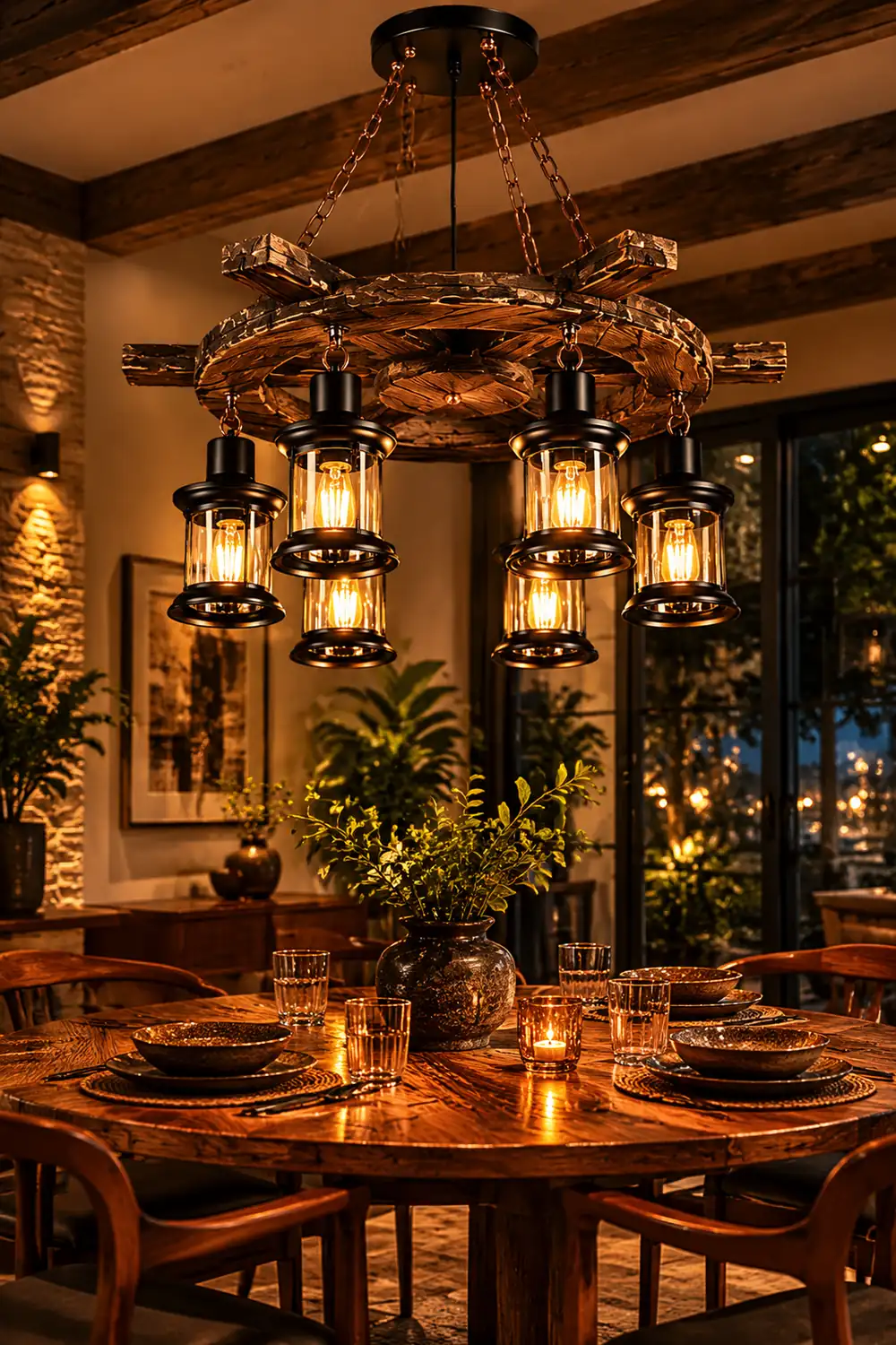 Austin Pendant Light, Wood & Metal, 31" - Lumpaz