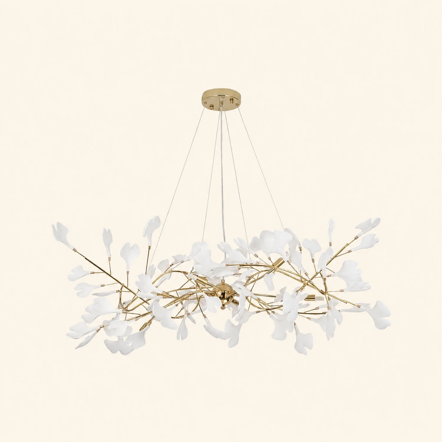 Ophelia Gildglow Luxury Ceramic Chandelier Large Foyer Gingko Leaf Living Room - Lumpaz