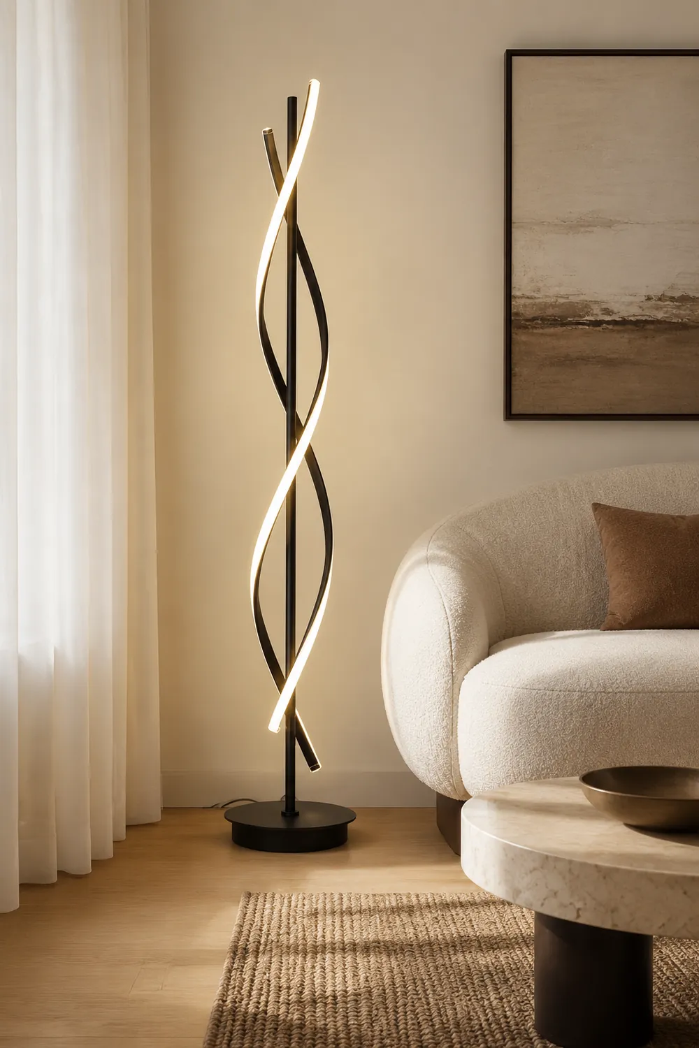 Postmodern Linear Acrylic Floor Lamp, Black/White - Lumpaz