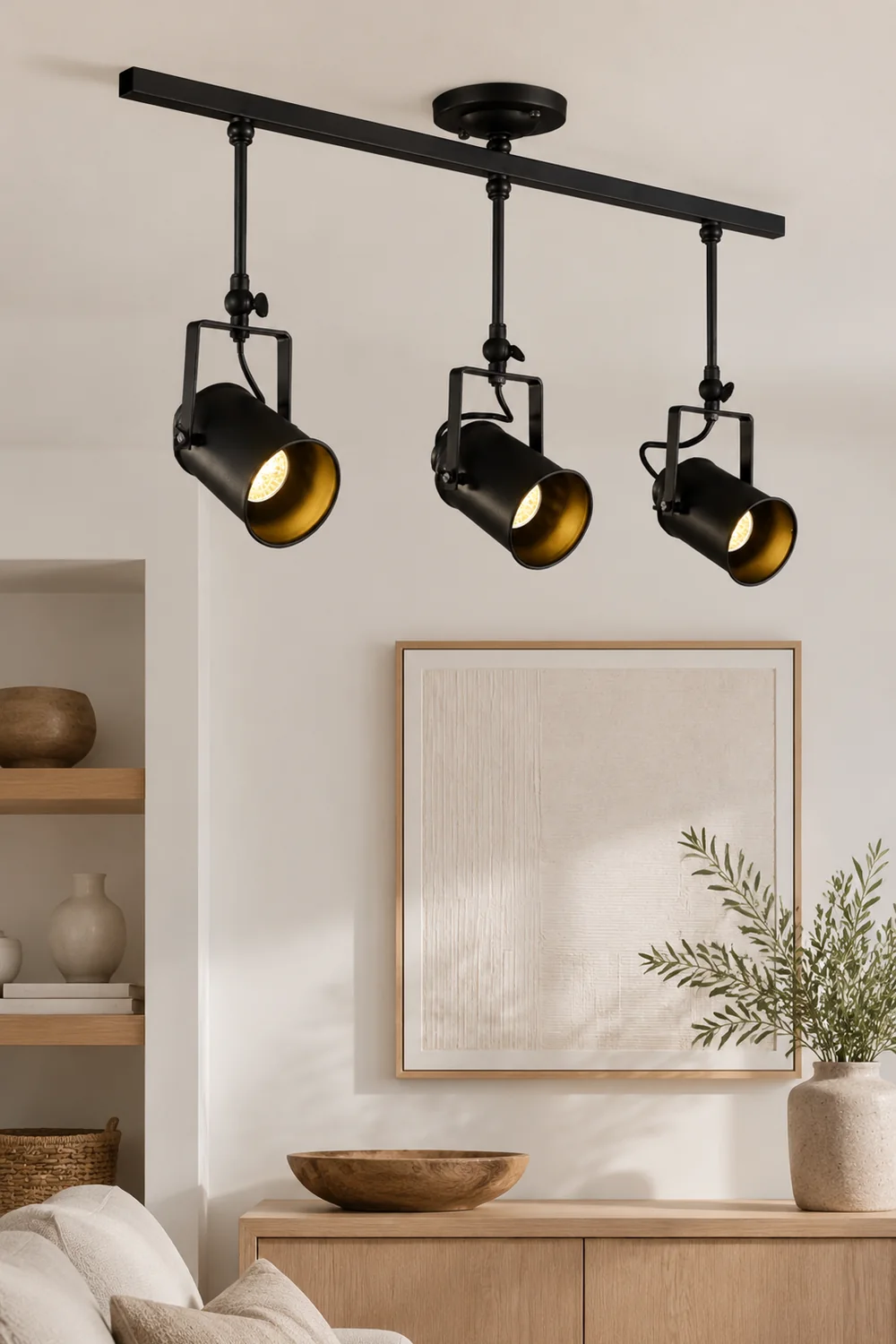 Alessio Vintage Adjustable Semi-Flush Mount Ceiling Light, Black - Lumpaz