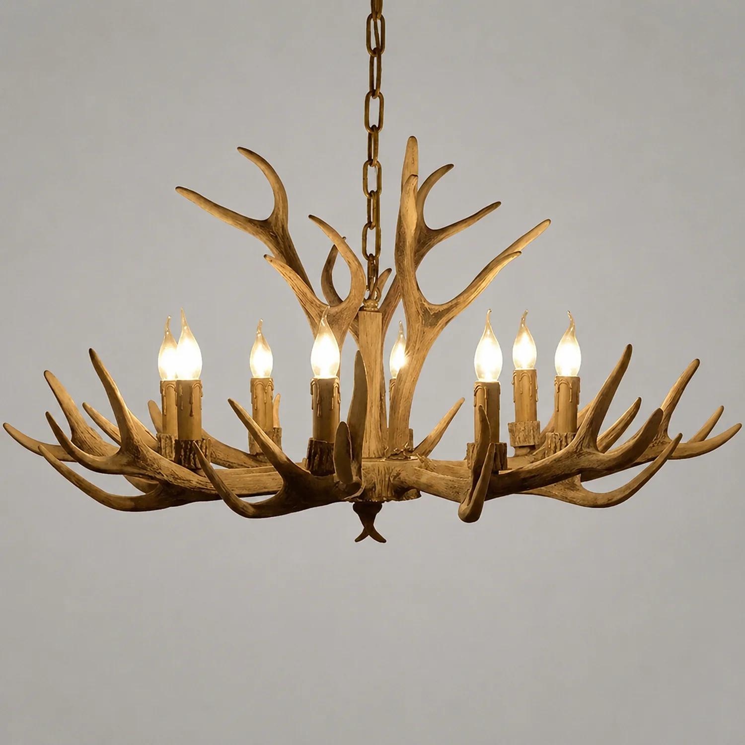 Austin Retro Deer Horn Resin Chandelier White Brown Coffee Living Room - Lumpaz