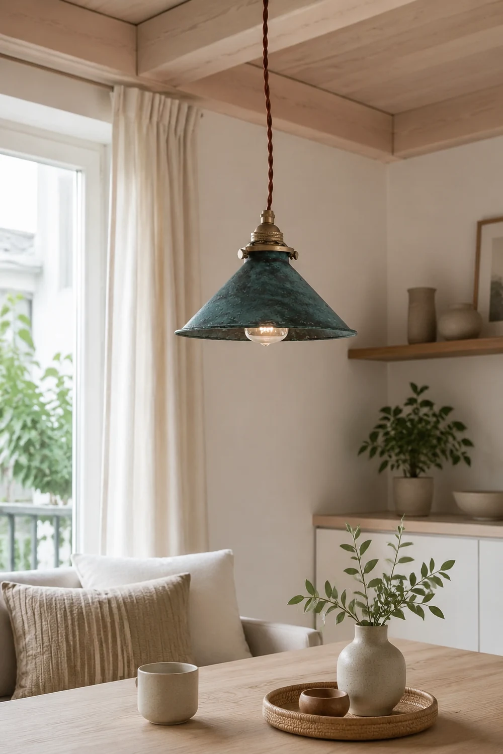 Alessio Vintage LED Rustic Pendant Light Metal Blue Kitchen Balcony - Lumpaz