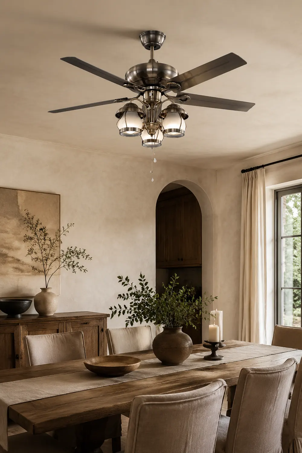 Alessio 4-Blade Rustic DC Ceiling Fan with Light, Summer, 51'' - Lumpaz