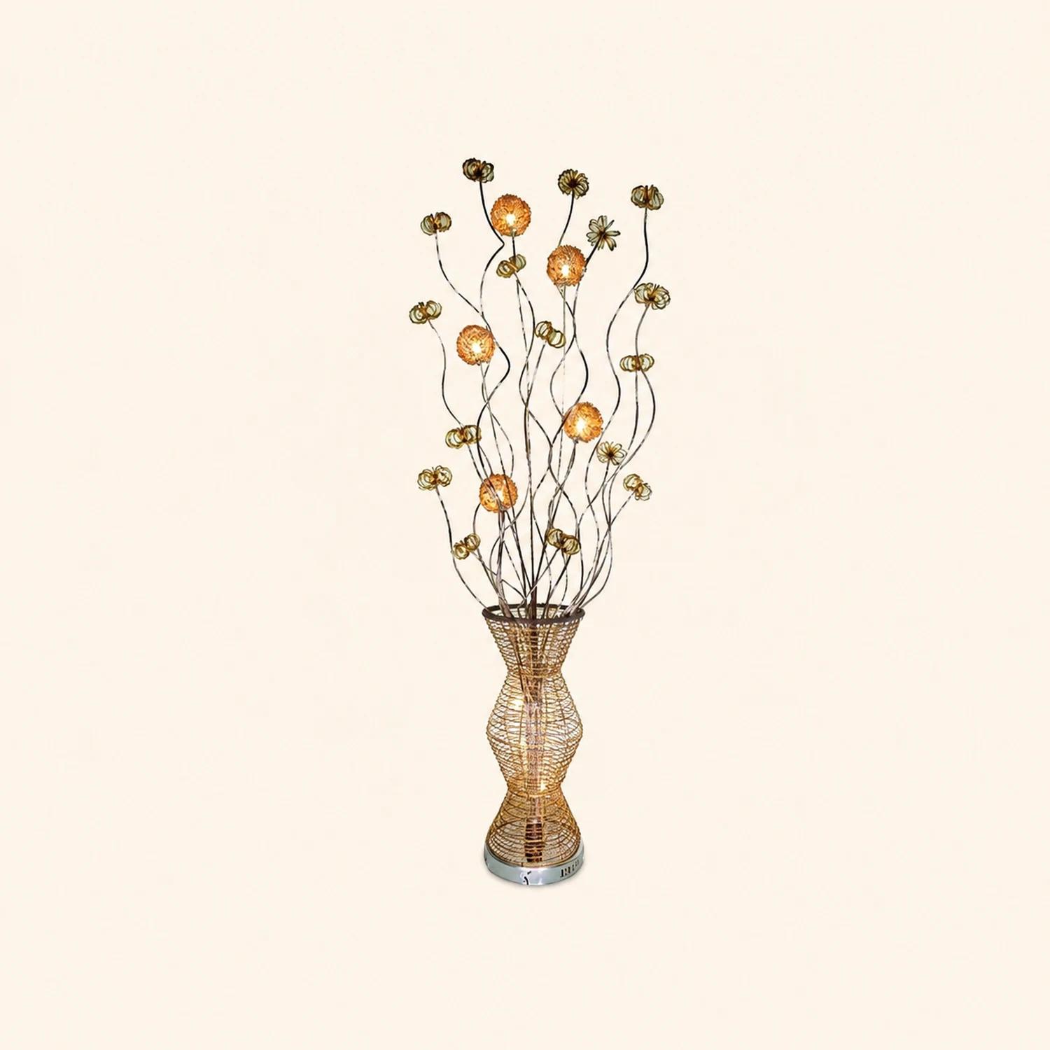 Bella Scandinavian Style Art Deco Handmade Metal Vase Gold Floor Lamp - Lumpaz