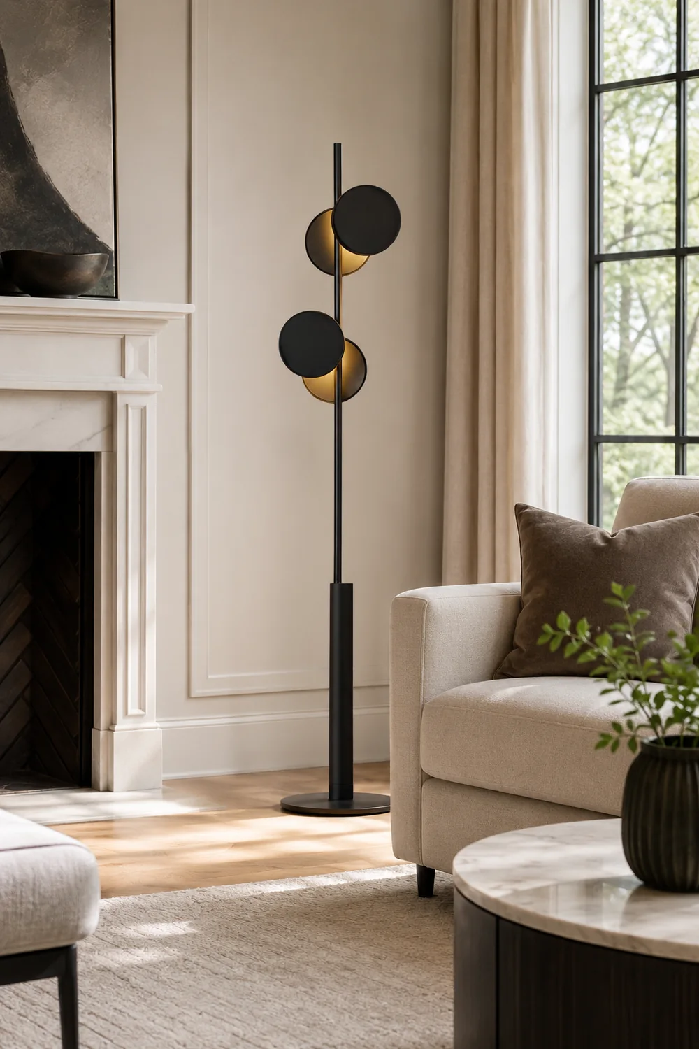 Salgado Nordic Round Metal 2 Bulb Floor Lamp Living Room - Lumpaz
