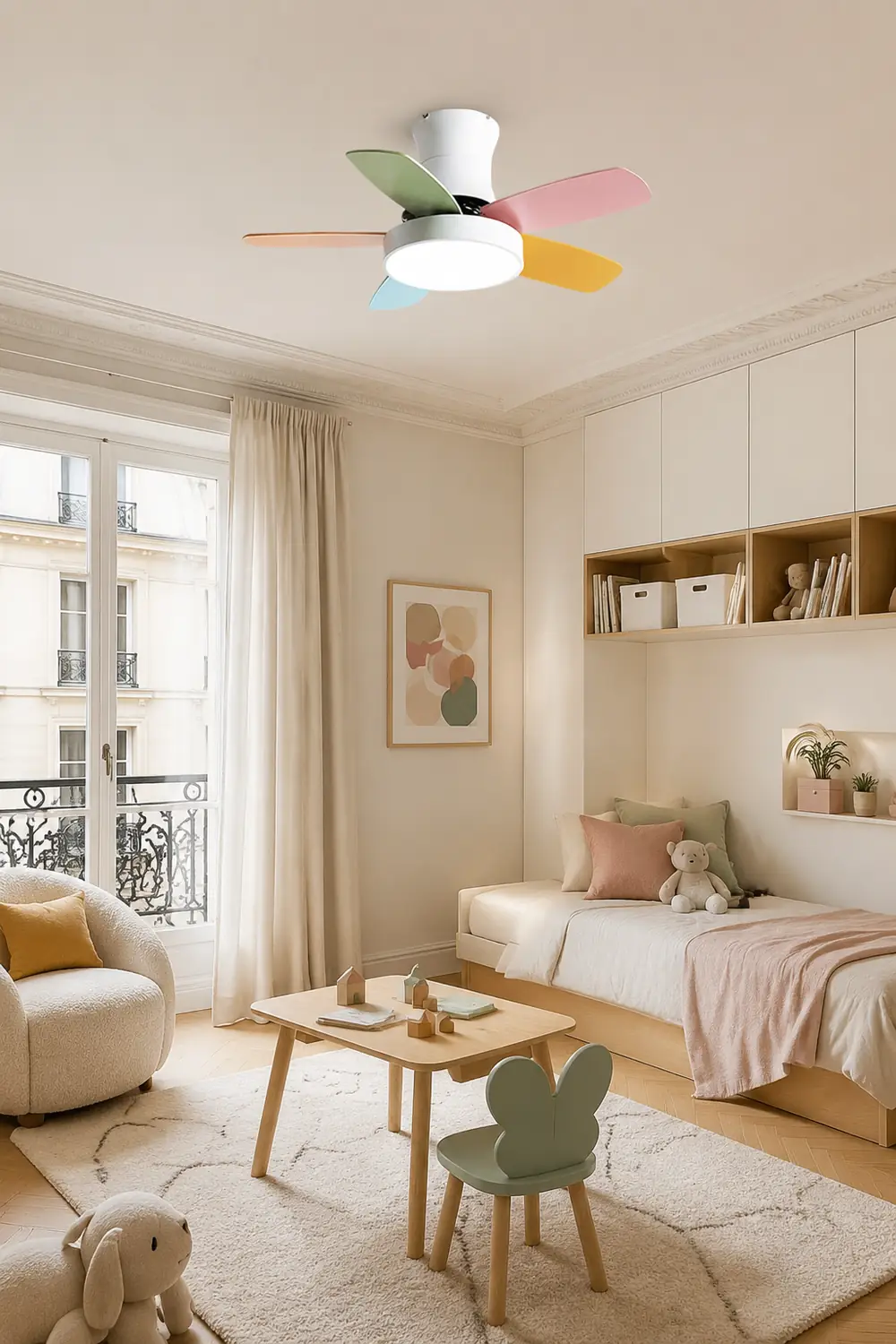 Morandi 5-Blade Colorful DC Ceiling Fan with Light, Low Profile, 42'' - Lumpaz