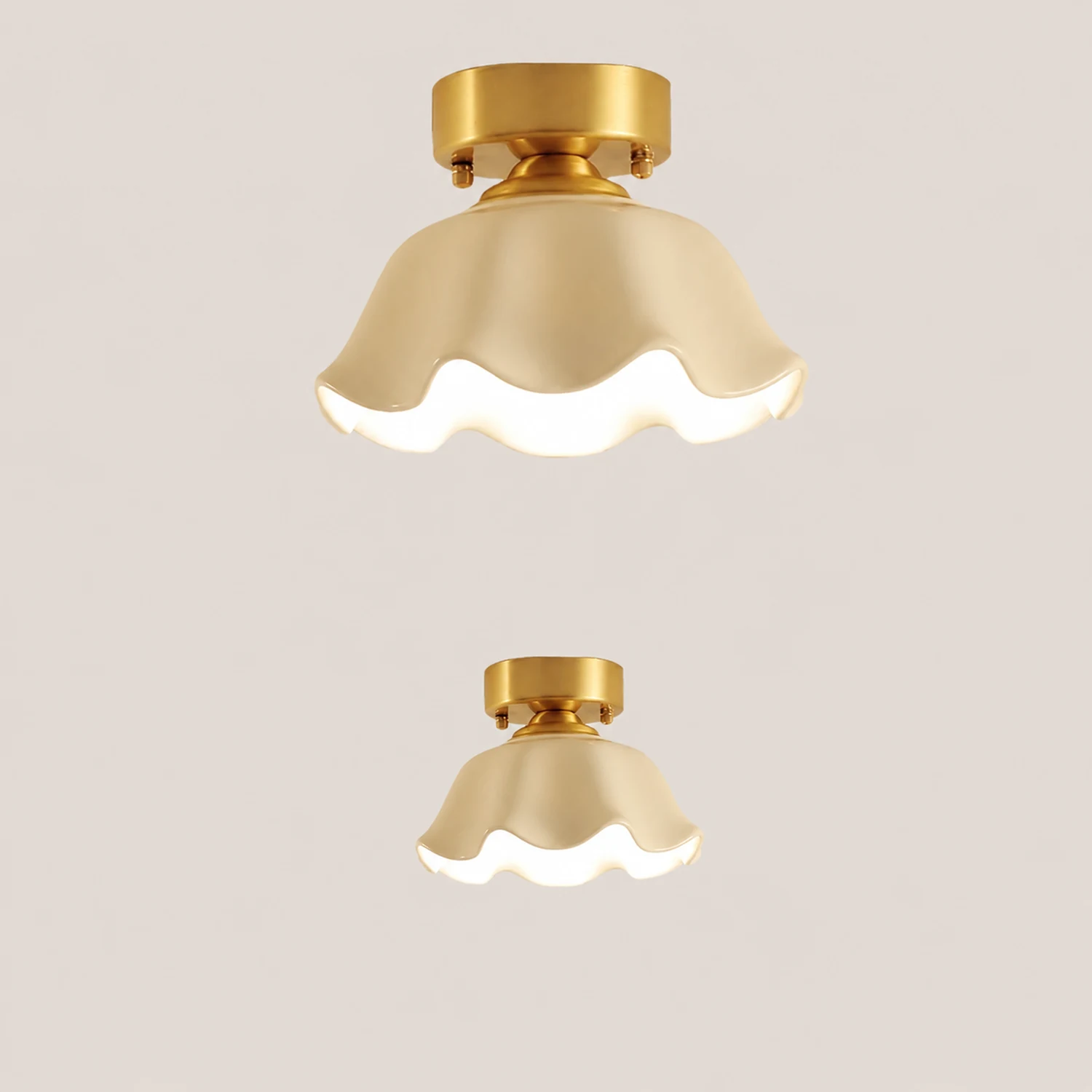 Sanna Retro Metal Flush Mount Ceiling Light Brass - Lumpaz