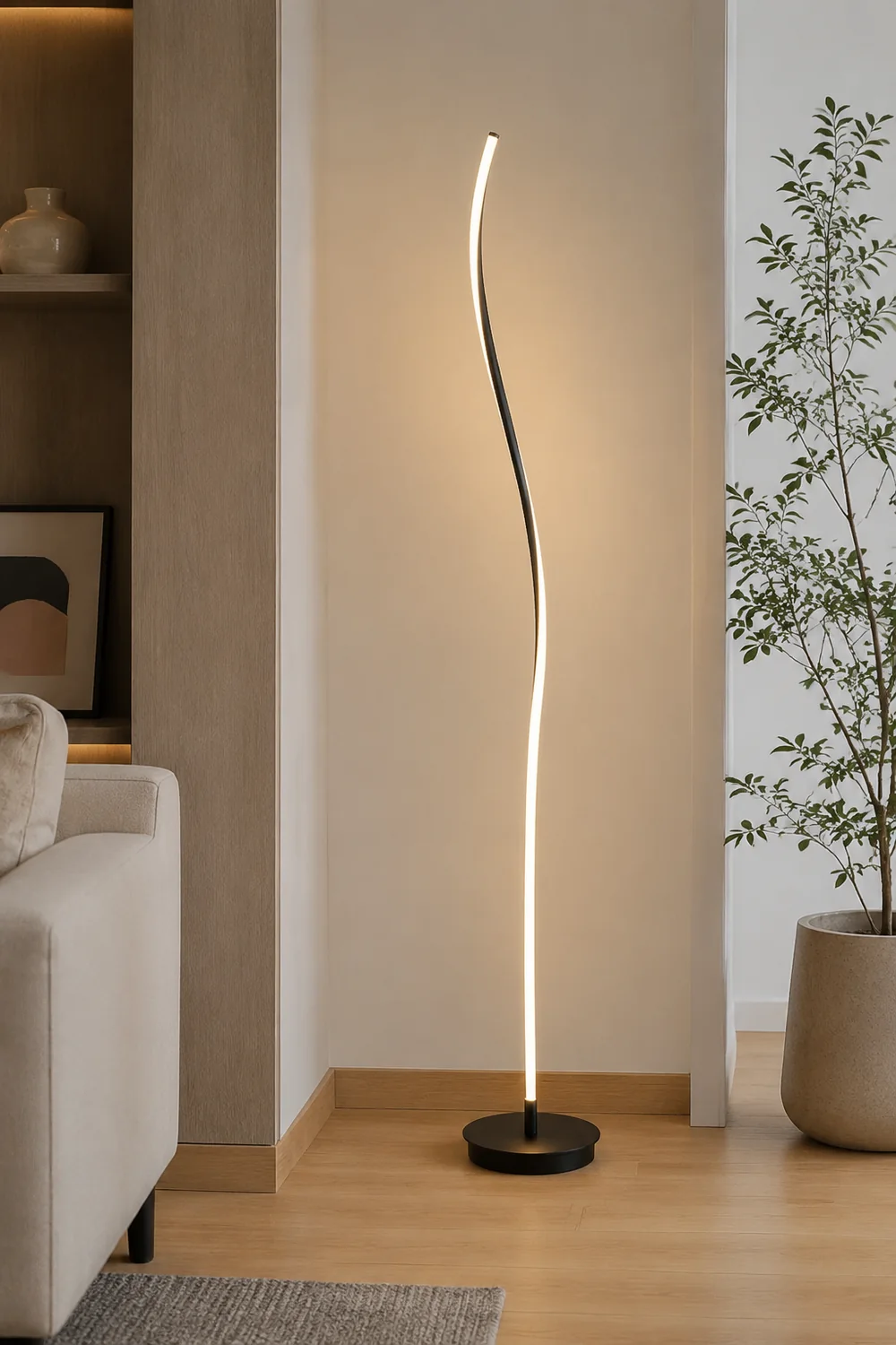 Modern Linear Metal Acrylic Floor Lamp, Black/White - Lumpaz