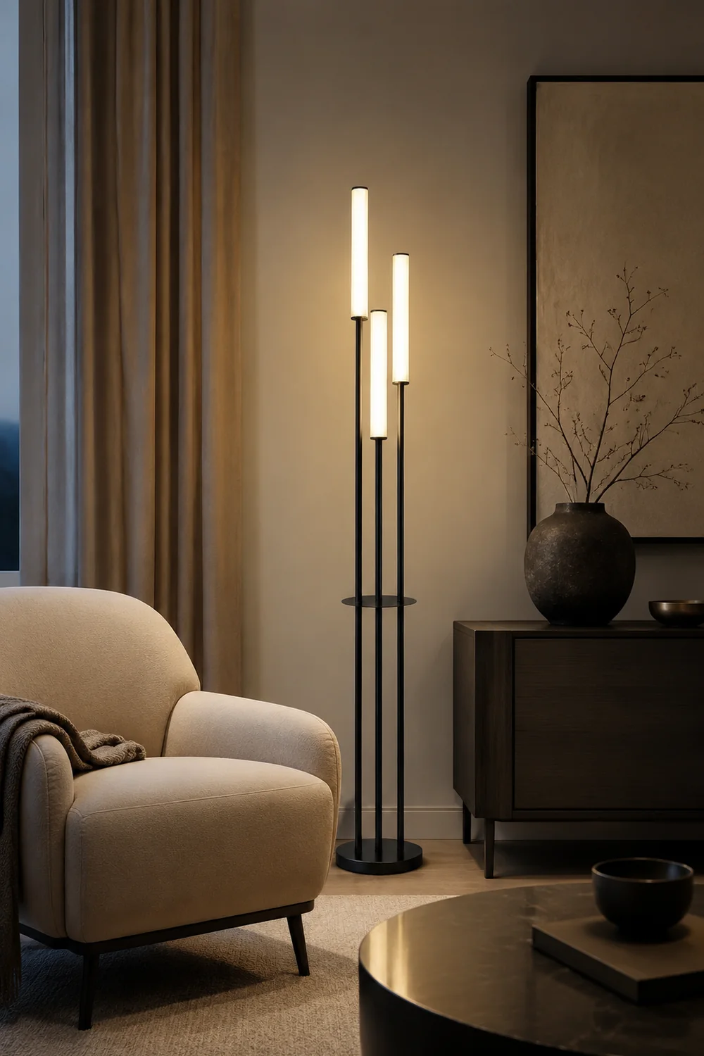 Eryn Modern 3 head Black Metal Arcylic Floor Lamp - Lumpaz
