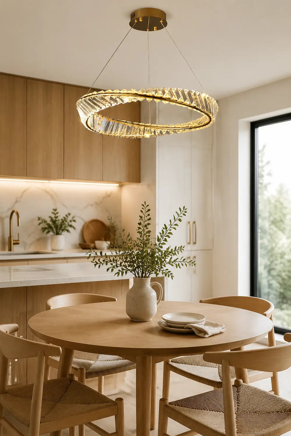 Kirsten Modern Luxury Round Metal/Glass Chandelier, Gold - Lumpaz